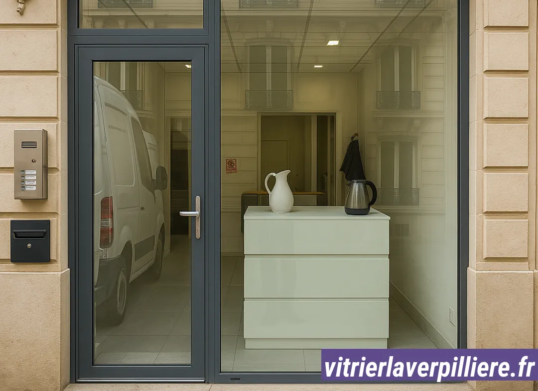 Façade vitrine de magasin en aluminium sur mesure à La Verpillière